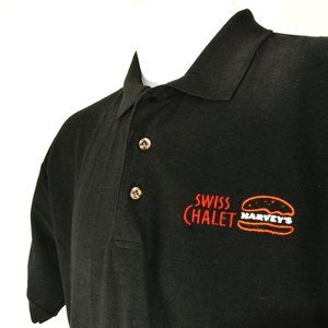 HARVEY'S SWISS CHALET Employee Uniform Polo Shirt Black NEW Size S Small